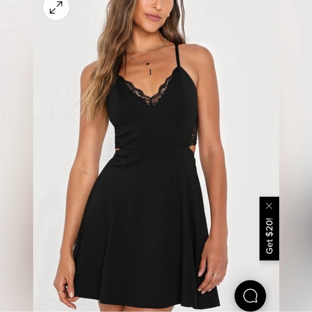 Lush Black Lace Detail Mini Dress